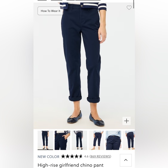 NWT j crew high rise girlfriend chino pant size 28 navy - Picture 1 of 7